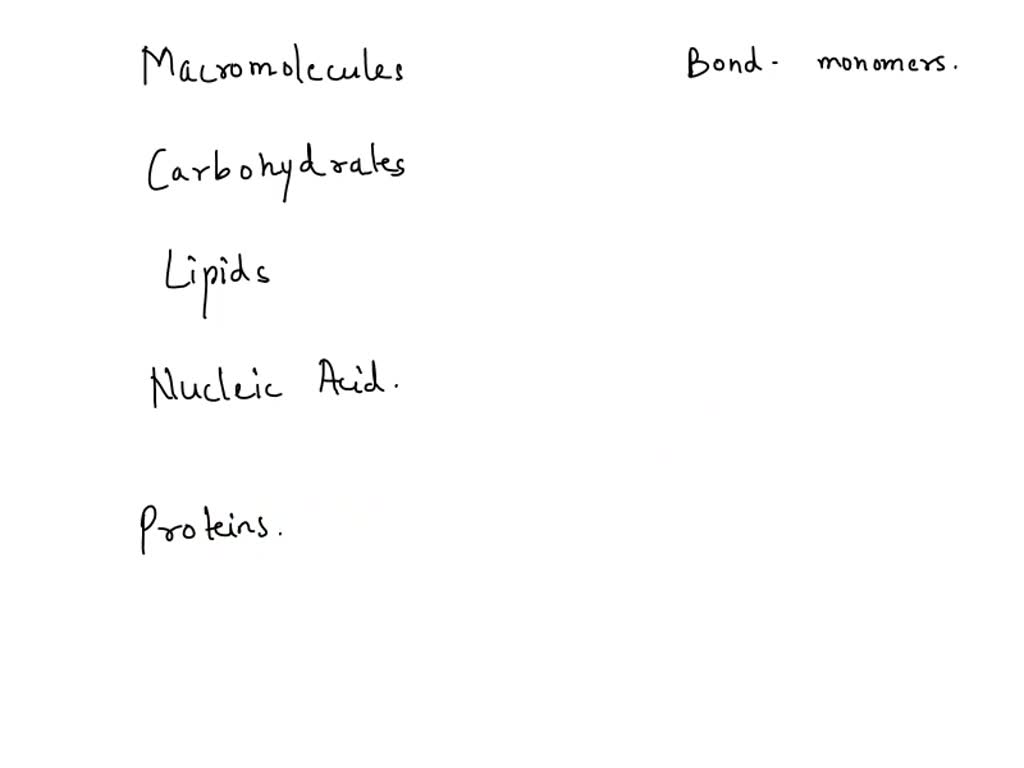 SOLVED Match the type of macromolecule with the type of bond used to