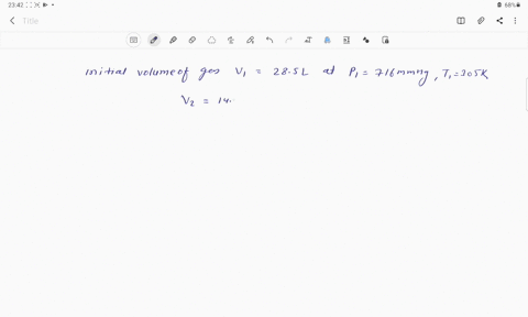 a-sample-of-gas-with-an-initial-volume-of-285-ll-at-a-pressure-of-716-mm-hg-and-a-temperature-of-305-kk-is-compressed-to-a-volume-of-142-ll-and-warmed-to-a-temperature-of-379-kk-what-is-the-16828