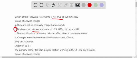 which-of-the-following-statements-is-not-true-about-histones-group-of-answer-choices-a-they-are-rich-in-positively-charged-amino-acids-b-nucleosome-octmers-are-made-of-h2a-h2b-h3-h4-and-h1-c-90683