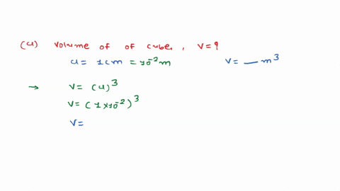 a-the-volume-of-a-cube-of-side-1-cm-is-equal-to-m3-b-the-surface-area-of-a-solid-cylinder-of-radius-20-cm-and-height-100-cm-is-equal-tomm2