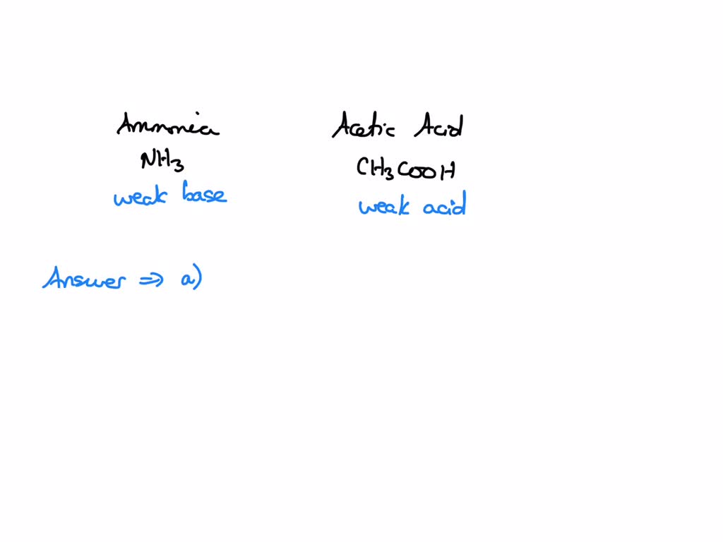 SOLVED Why do we avoid titrating ammonia with acetic acid? a)The