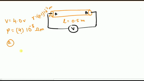 a-straight-cylindrical-wire-lying-along-the-x-axis-has-a-length-of-0500-m-and-a-diameter-of-0200-mm-it-is-made-of-a-material-described-by-ohms-law-with-a-resistivity-of-40010-8-m-assume-a-po-55427