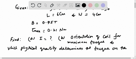 a-rectangular-coil-with-a-length-of-60-cm-and-a-width-of-40-cm-and-250-turns-is-placed-in-a-uniform-magnetic-field-with-a-magnitude-of-095-t-a-if-the-maximum-torque-experienced-by-the-coil-i-74033