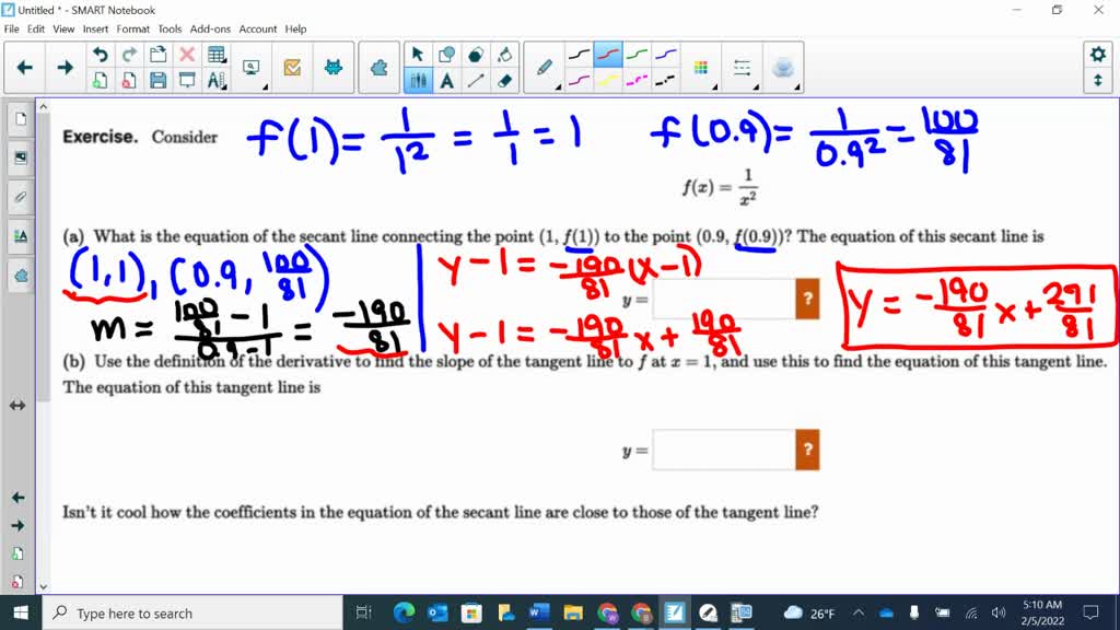 SOLVED: Exercise. Consider f(x). What is the equation of the secant ...