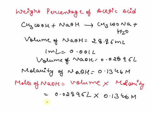 assuming-that-the-density-of-vinegar-is-1012-gml-calculate-the-weight-percent-of-acetic-acid-in-vinegar-if-2895-ml-of-01346-m-naoh-was-required-to-titrate-500-ml-of-vinegar-65076