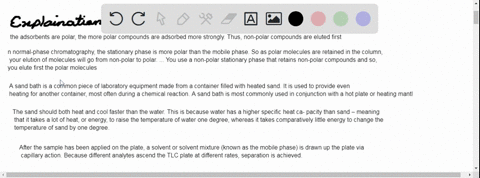 spinach-column-chromatography-1-did-the-compounds-in-the-mixture-elute-from-the-column-in-most-t0-least-polar-or-vice-versa-provide-an-explanation-2-what-was-the-purpose-of-the-sand-both-tim-60512