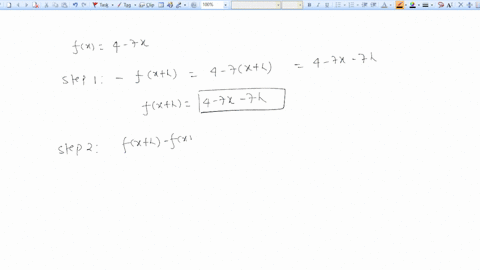use-the-four-step-process-to-find-the-slope-of-the-tangent-line-to-the-graph-of-the-given-function-at-any-point-simplify-your-answers-completely-fx-4-7x-step-1-fx-h-step-2-fx-h-fx-fx-h-fx-st-45122