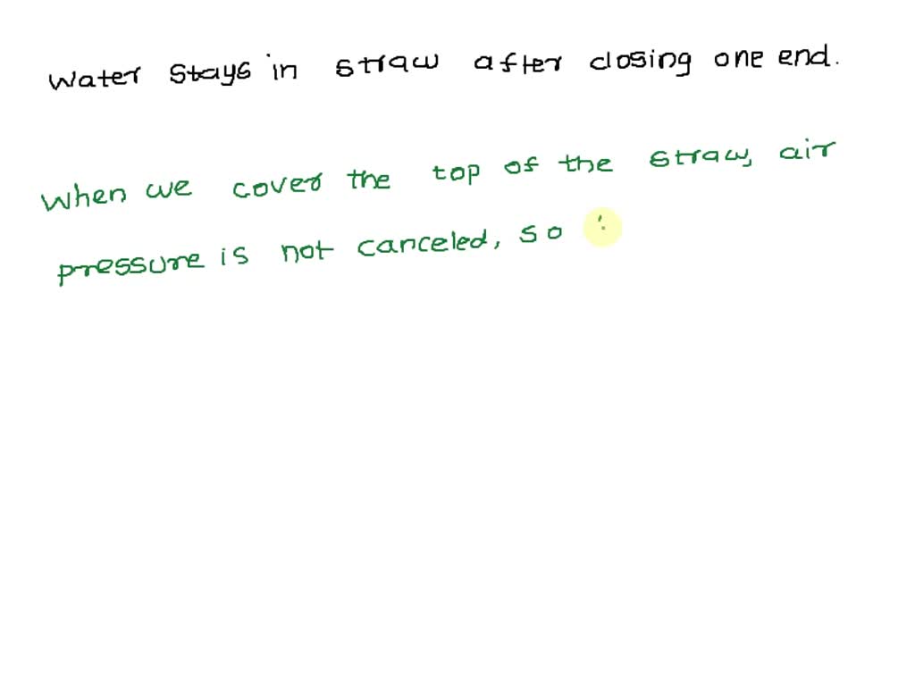 SOLVED If you put a drinking straw in water, place your finger over