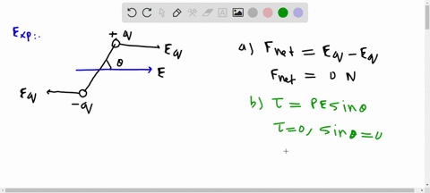 2-shown-below-is-an-electric-dipole-with-equal-charges-q-and-q-separaled-by-distance-the-dipole-is-iree-to-rotale-or-move-consider-the-following-informalion-the-dipole-sits-inside-an-externa-42061
