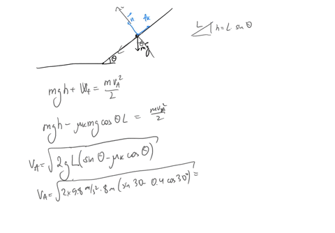 q2-an-object-of-mass-m-1o-kg-is-at-rest-on-rough-inclined-plane-with-height-h-length-8-m-and-which-makes-an-angle-of-30-with-the-horizontal-the-object-is-allowed-to-move-and-it-stops-on-roug-99532
