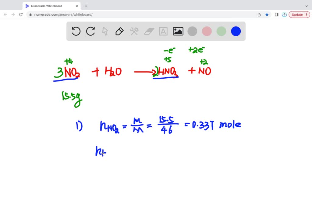 SOLVED Nitrogen dioxide gas can react with water to form nitric acid