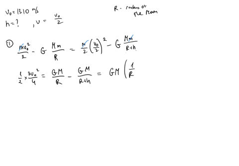 a-projectile-is-launched-vertically-from-the-surface-of-the-moon-with-an-initial-speed-of-1310-ms-at-what-altitude-is-the-projectiles-speed-one-half-its-initial-value-34324