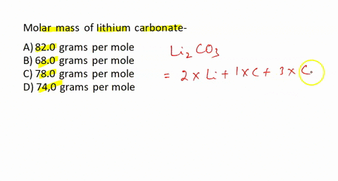 lithium-hydroxide-is-used-in-space-environments-to-remove-exhaled-carbon-dioxide-from-the-air-the-products-of-the-reaction-ate-iithium-carbonate-and-water-what-is-the-molar-mass-of-iithium-c-58021