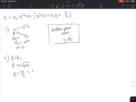 5-a-magnetic-field-in-the-free-space-is-h-4-10-6-cos-10-tt-koy-1-is-it-a-uniform-plane-wave-which-direction-is-it-propagating-2-determine-the-unknown-constant-ko-3-write-down-the-phasor-form-34134