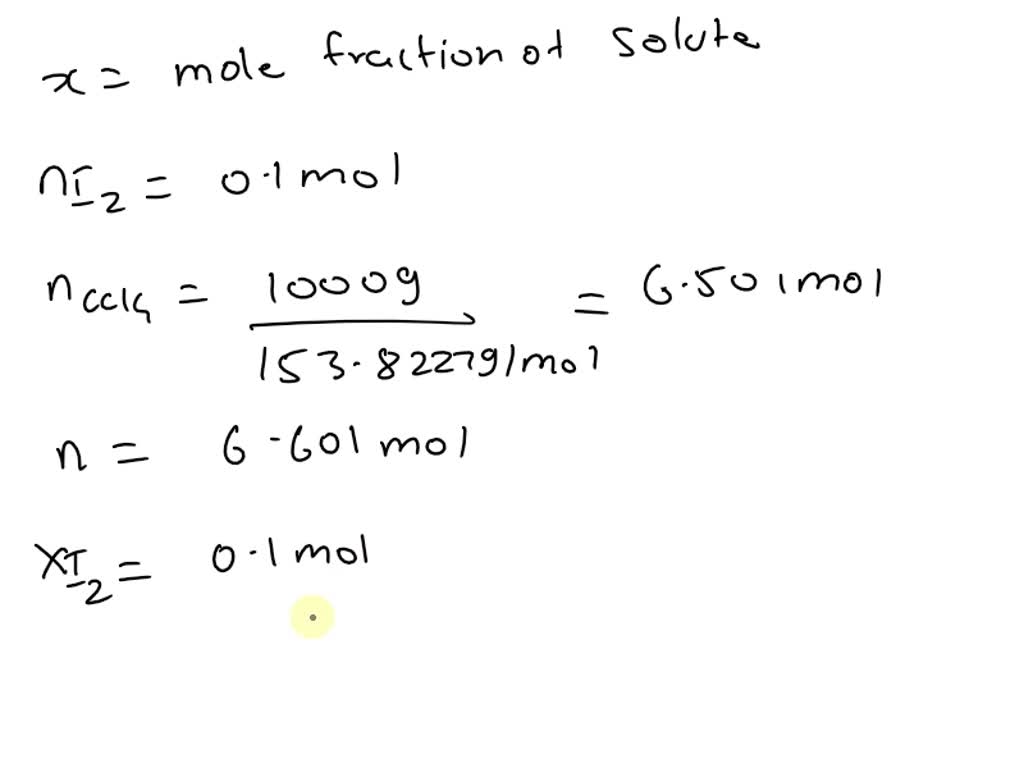 SOLVED: A solution is prepared by dissolving iodine, I2, in carbon ...