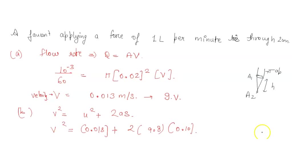 SOLVED: The width of the stream of water emerging from a tap reduces as ...