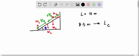 a-ladder-whose-length-is-10-m-and-whose-mass-is-40-kg-rests-against-a-frictionless-vertical-wall-its-upper-end-is-a-distance-of-77-m-above-the-ground-the-center-of-mass-of-the-ladder-is-13-o-68312