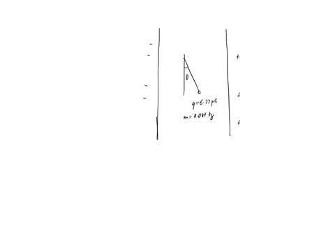 a-point-charge-with-mass-0081-kg-and-charge-677-pc-is-suspended-by-thread-berween-the-vertical-plates-of-a-parallel-plate-capacitor-the-charge-hangs-al-equilibrium-at-an-arigle-as-shown-in-t-98078