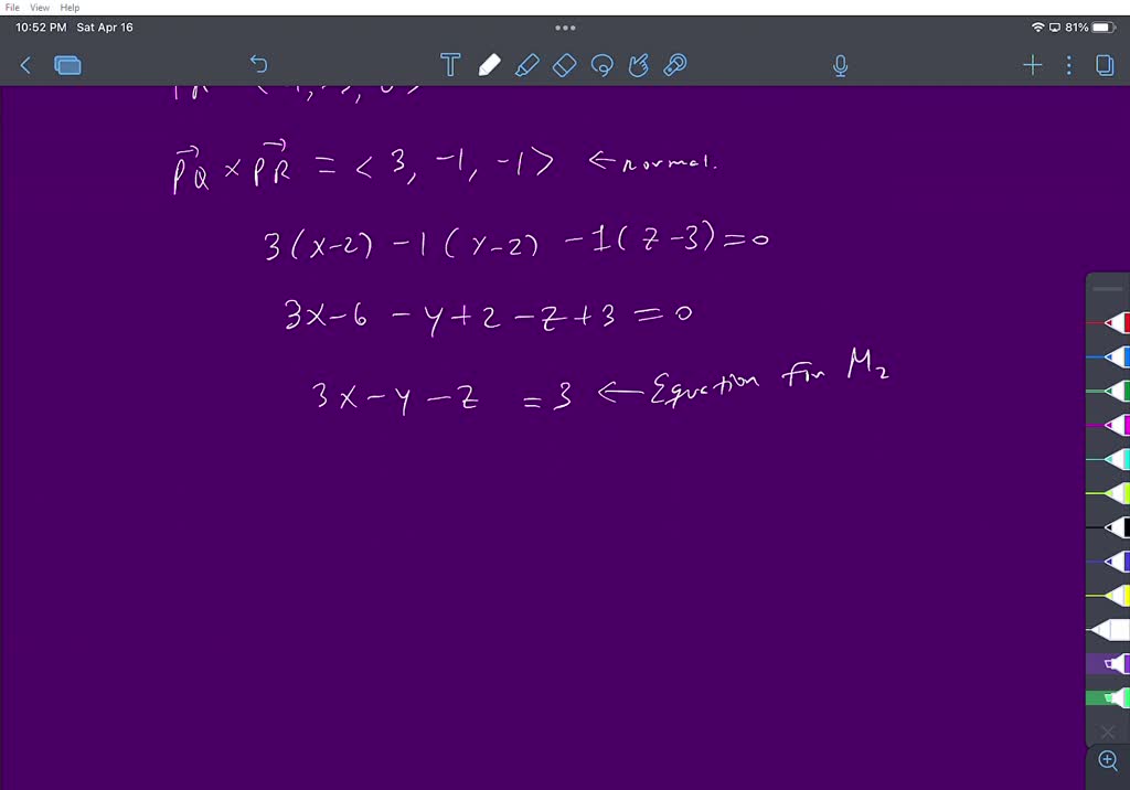 SOLVED Let M1 X 2y 2 3 Mz Be The Plane Passing Through The Points