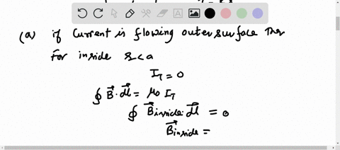a-steady-current-i-flows-through-a-long-cylindrical-wire-of-radius-a-find-the-magnetic-field-b-inside-and-outside-the-cylinder-if-the-current-isa-uniformly-distributed-on-the-outer-surface-o-29065