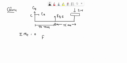 the-typewriter-mechanism-shown-is-in-equilibrium-under-the-action-of-the-force-of-2-n-on-the-key-in-a-and-the-force-f-on-the-printing-bar-in-n-determine-the-force-f-and-the-reactions-in-d-i-21642