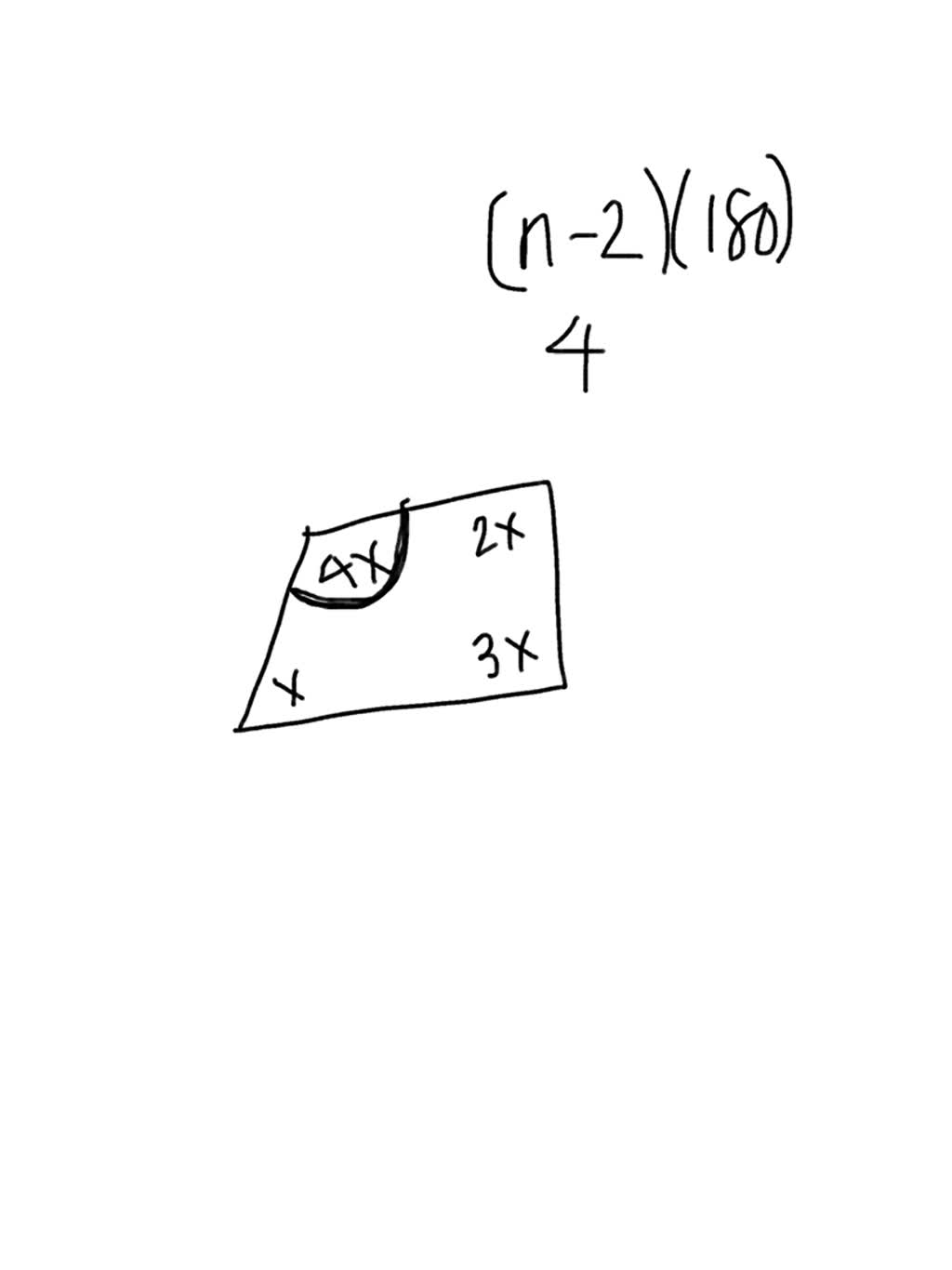 SOLVED The measures of the interior angles of quadrilateral are x, 2x