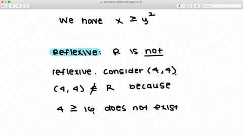determine-whether-the-binary-relation-r-on-the-set-q-of-rational-numbers-is-reflexive-symmetric-antisymmetric-or-transitive-where-xry-if-and-only-if-x-y2-show-your-work
