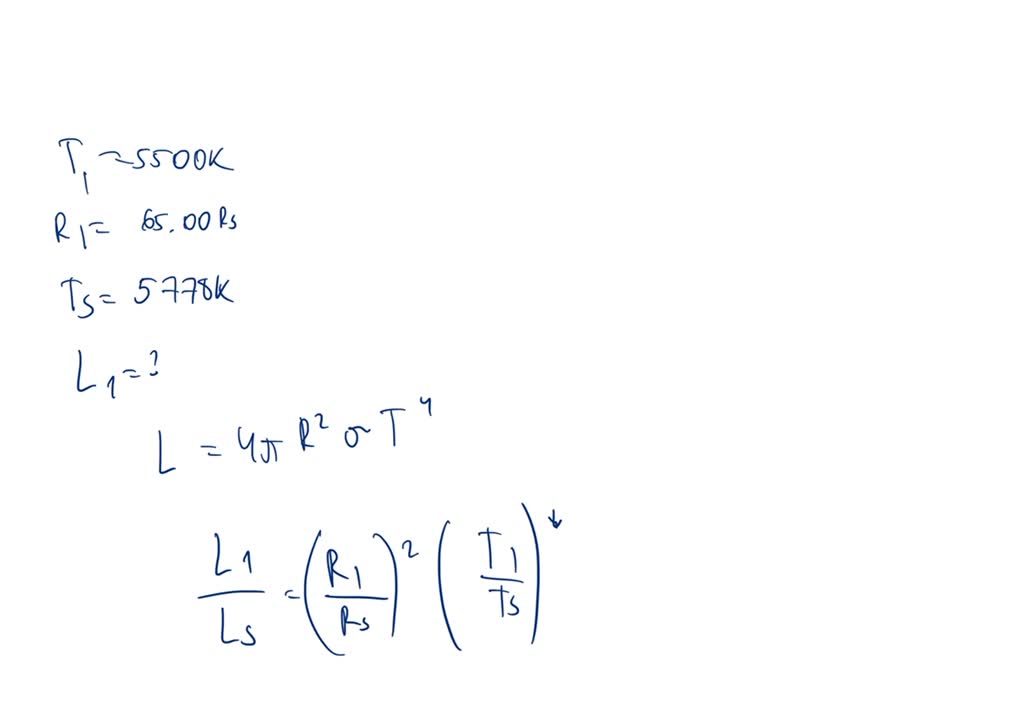 SOLVED A star has a temperature of 5500 K, with a radius of 65.00