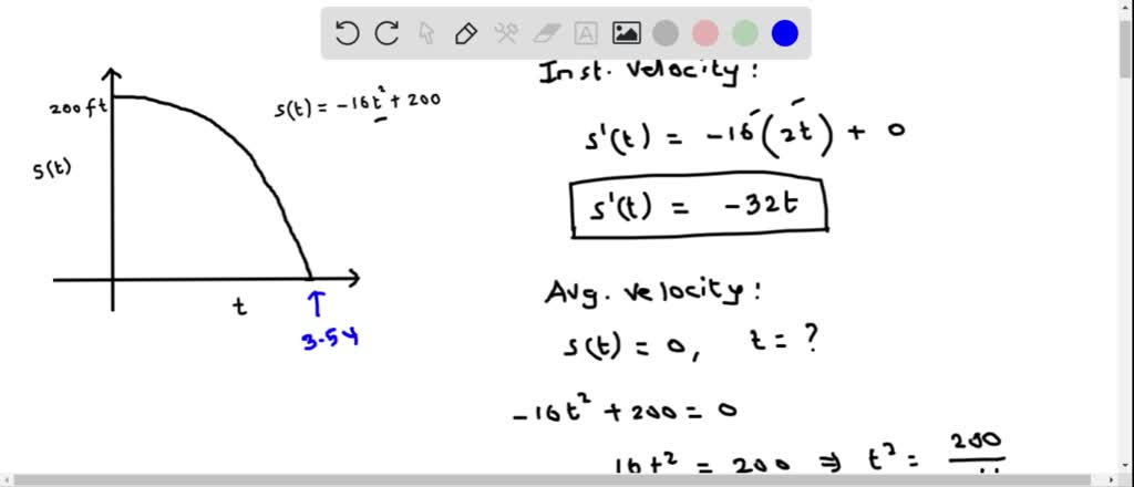 EXAMPLE 2: Suppose = ball is dropped from height of 200 ft: Its ...