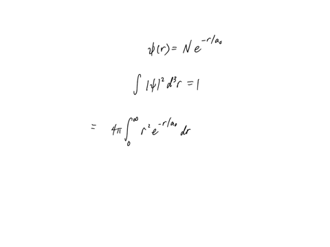 the-wave-finction-for-an-electron-in-hydrogen-atom-is-w-ne-here-is-the-distance-from-the-distance-from-the-nucleus-to-the-electron-and-is-bohr-radius-calculate-the-normalization-factor-v-za-23568