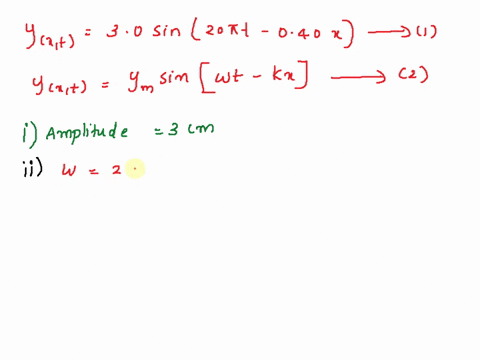a-travelling-wave-is-represented-by-the-equation-y-x-t-30-sin-210t-020x-where-x-and-y-are-in-centimetres-cm-and-time-is-in-seconds-calculate-for-this-wave-ithe-amplitude-iithe-frequency-iiit-30694