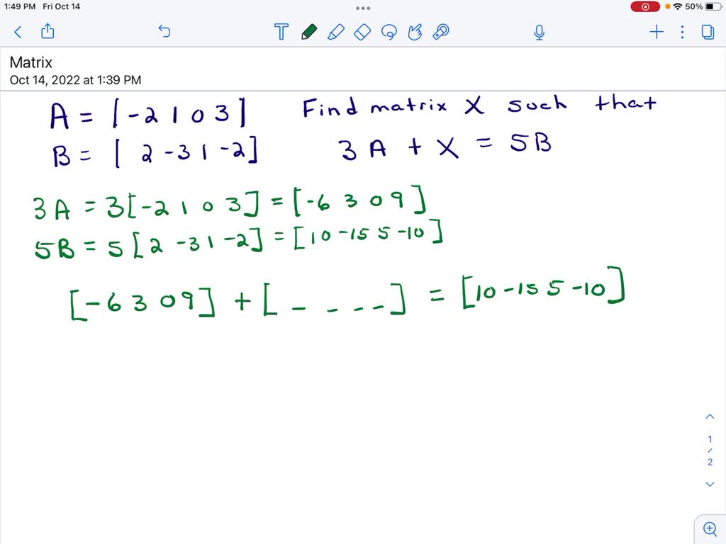 SOLVED: Let A = -2 1 0 3 and B = 2 -3 1 -2 . Find a matrix X satisfying ...