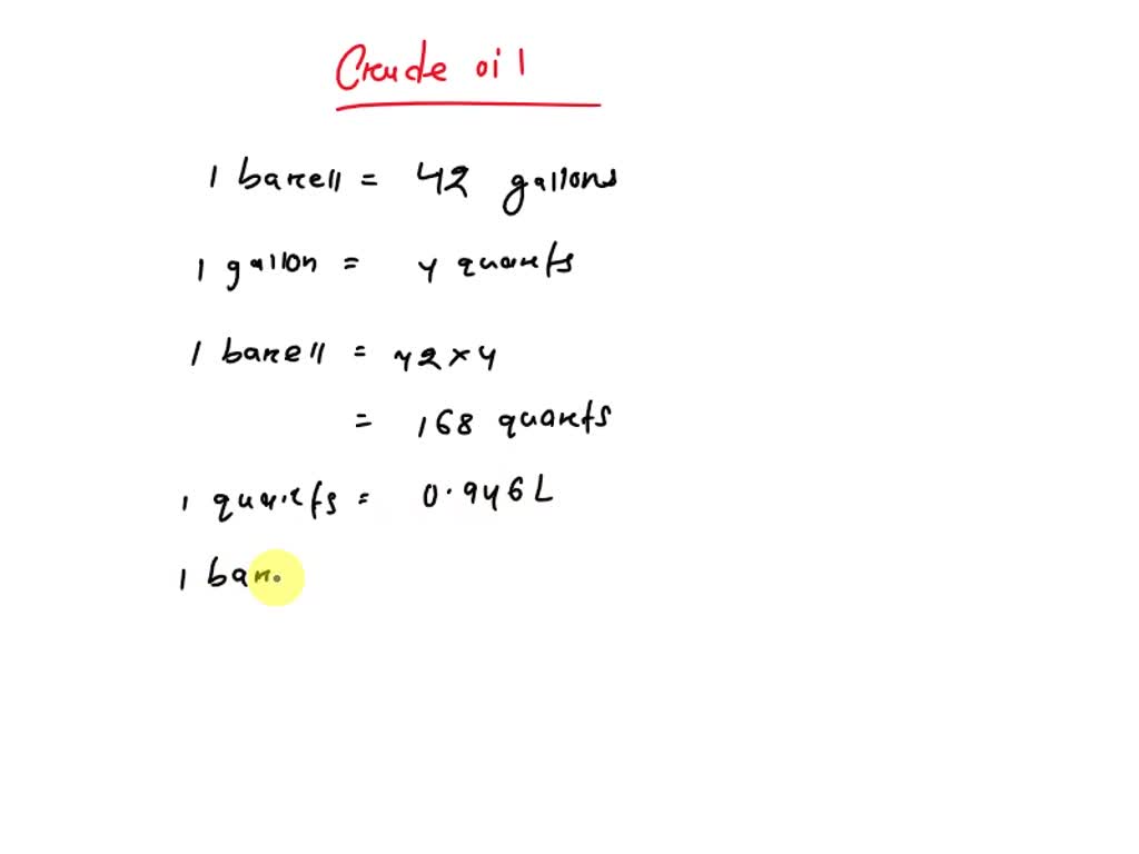 There are 42 gallons in one barrel of crude oil, and one gallon equals