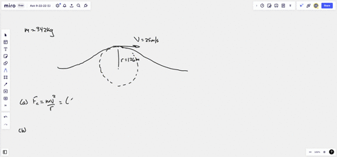 a-car-is-moving-at-a-constant-speed-of-25-ms-as-it-passes-over-the-top-of-a-hill-having-a-radius-of-126-m-if-the-total-mass-of-the-car-and-driver-is-342-kg-evaluate-a-the-centripetal-force-b-the-norma
