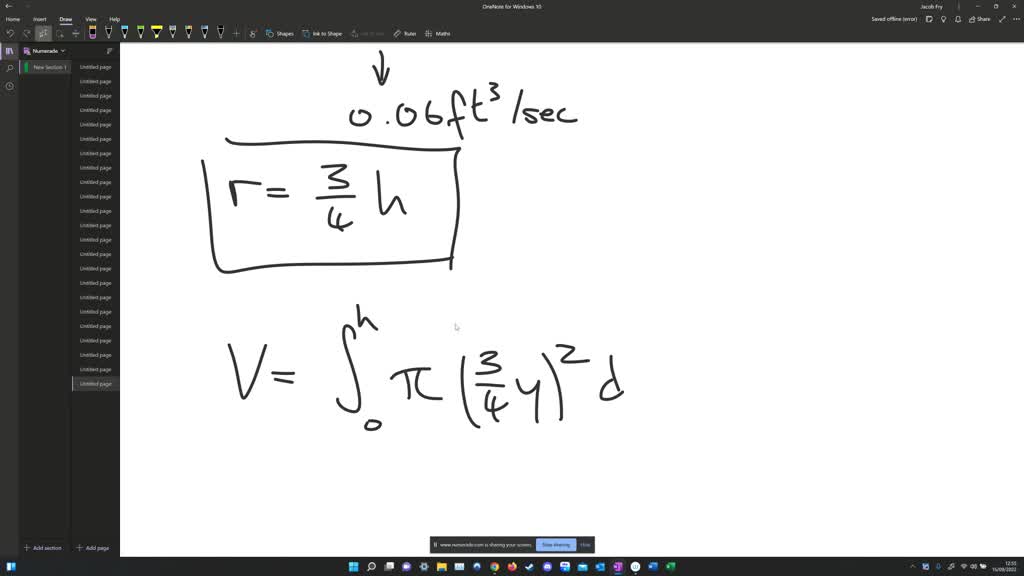 SOLVED: Problem 1: Water is draining from the bottom of a cone-shaped  funnel at the rate of 0.06 ftÂ³/sec. The height of the funnel is 4 ft and  the radius at the