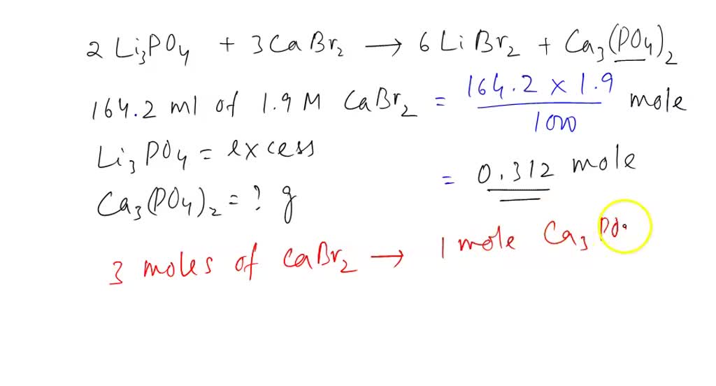 Solved 3cacl2aq2na3po4aq→6naclaqca3po42s How Many Liters Of 020molcacl2 Will 4541