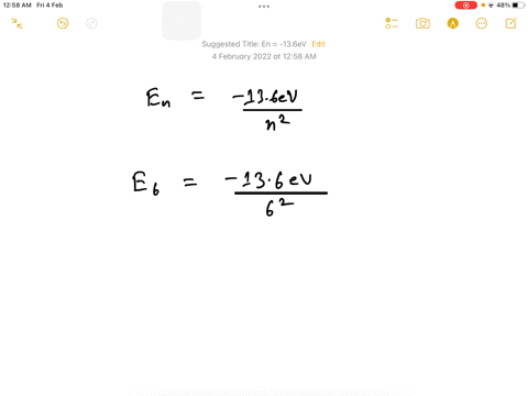 calculate-the-energy-of-a-photon-emitted-when-a-hydrogen-electron-transitions-from-the-n-6-level-to-the-n-2-level-eatom-218x10-18-j-1nf2-1ni2-16358