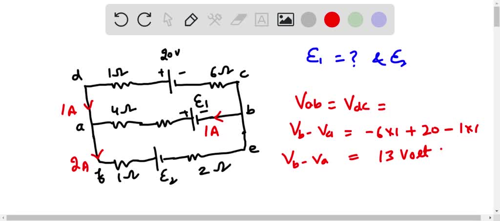 SOLVED: 26.26 Find the emfs ℰ1 and ℰ2 in the circuit of Fig. E26.26 ...