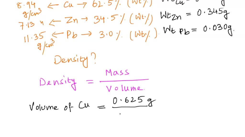 SOLVED Determine the approximate density of a highleaded brass that