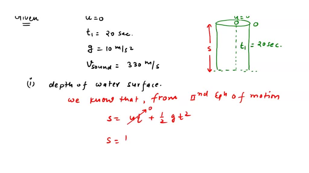 SOLVED: A pebble is dropped freely in a well from its top. It takes 20 ...