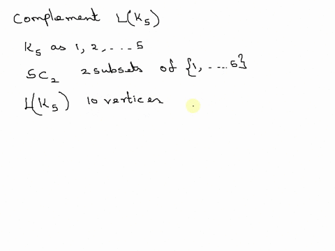 Petersen Complement Graph (v) Show that L(K5) is the complement of the Petersen graph.