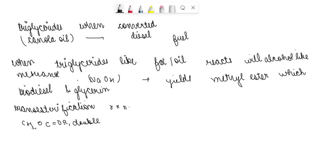 SOLVED Canola oil is a source of biodiesel fuel. Research how the