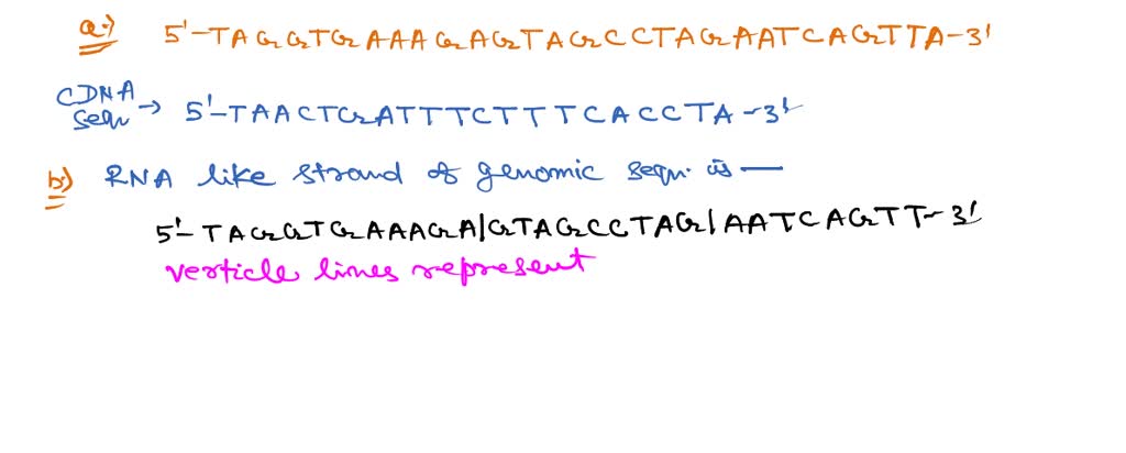 SOLVED: Sequence 1: 5' TAGGTGAAAGAGTAGCCTAGAATCAGTTA 3' Sequence 2 5 ...