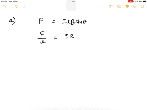 a-what-is-the-force-per-meter-of-length-on-a-straight-wire-carrying-a-640-a-current-when-perpendicular-to-a-090-t-uniform-magnetic-field-b-what-if-the-angle-between-the-wire-and-field-is-350-76123