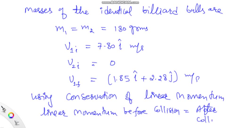 SOLVED: A 180-g billiard ball is shot toward an identical ball at ...