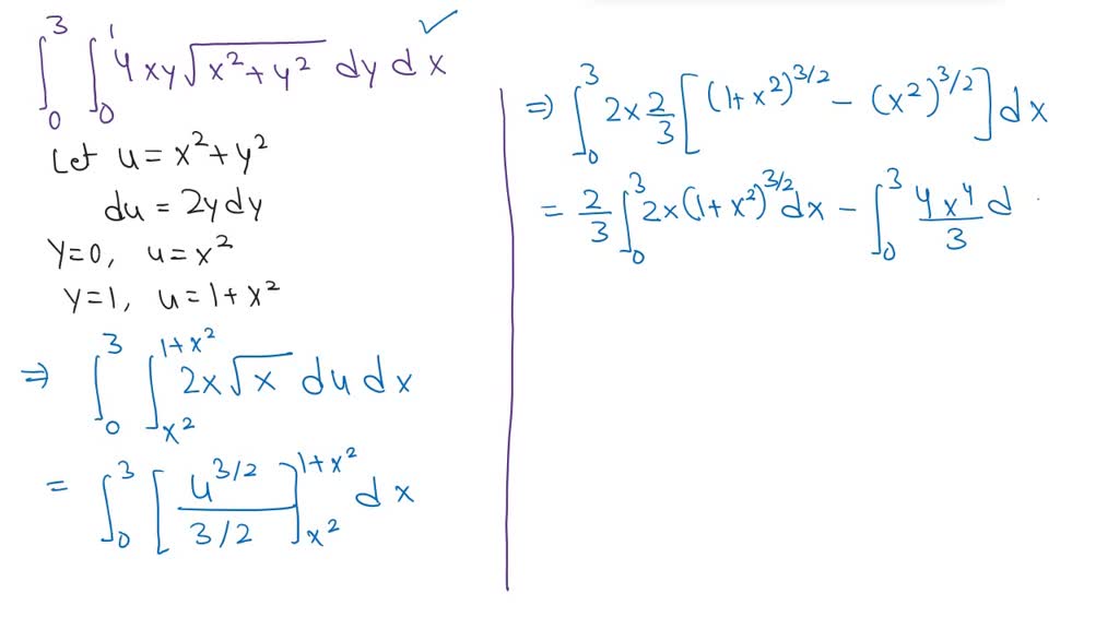 Solved Calculate The Iterated Integral 3 0 1 4xy X2 Y2 Dy Dx 0