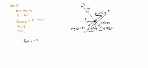 in-the-figure-a-crate-of-mass-m-110-kg-is-pushed-at-a-constant-speed-up-a-frictionless-ramp-34-by-a-horizontal-force-f-the-positive-direction-of-an-x-axis-is-up-the-ramp-and-the-positive-dir-81172