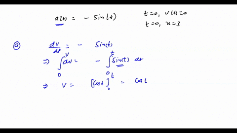 a-particle-initially-at-rest-moves-along-the-x-axis-such-that-its-acceleration-at-time-t-0-is-given-by-at-sint-at-the-time-t-0-its-position-is-x-3-a-find-the-velocity-and-position-functions-74492