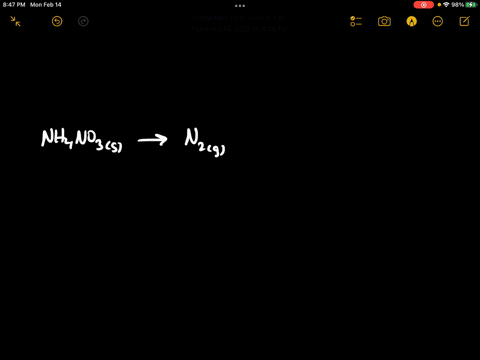 write-the-balanced-equation-for-the-decomposition-of-solid-ammonium-nitrate-into-nitrogen-gas-oxygen-gas-and-water-vapor-include-physical-state-notice-the-names-of-all-of-the-reactants-and-p-13623