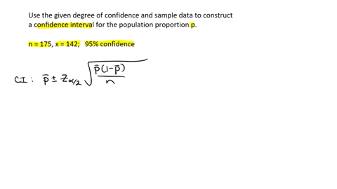 use-the-given-degree-of-confidence-and-sample-data-to-construct-a-confidence-interval-for-the-population-proportion-p-n-175-x-142-95-confidence-select-one-a-07535-p-08694-b-07537-p-08691-c-0-22404